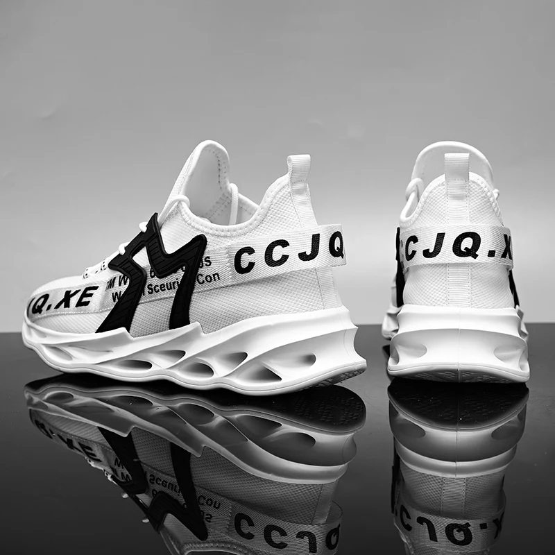 New Arrivals White Mesh Blade Shoes Men Chunky Sneakers Breathable Male Trainers Light Sports Running Shoes Men Drop-shipping