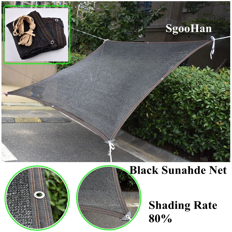 

6-Pin Black Anti-UV Sunshade Net Outdoor Awning Garden Plant Shelter Greenhouse Cover Shading Net Swimming Pool Shade Sail Cloth