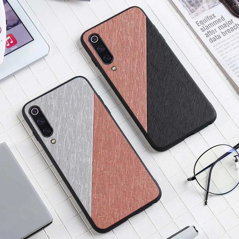 Etui чехол для Xiaomi Mi CC9 CC9E A3 Lite тканевая ткань Texure Bumper SiIicone мягкий бампер рамка