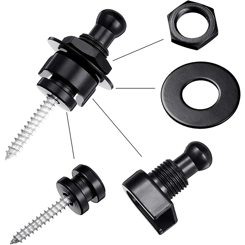 

8 Pcs Guitar Strap Lock Security Straplocks Buttons Guitar Strap Retainer System for Electric Bass and Acoustic Guitars