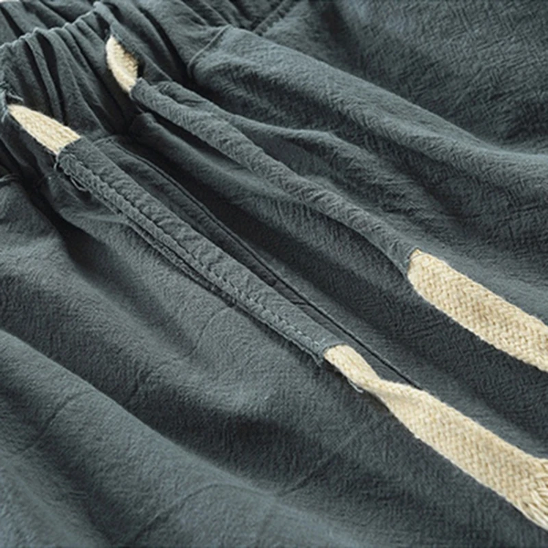 

Summer Men Beach Pants Casual Elastic Waist Wide Leg Baggy Drawstring Shorts Solid Soft Loose Female Shorts For Holiday