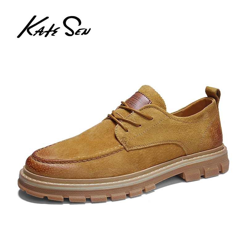 KATESEN 2019 Autumn New men shoes Men Martens Shoes Brogue Casual Genuine Leather Work Business | Обувь