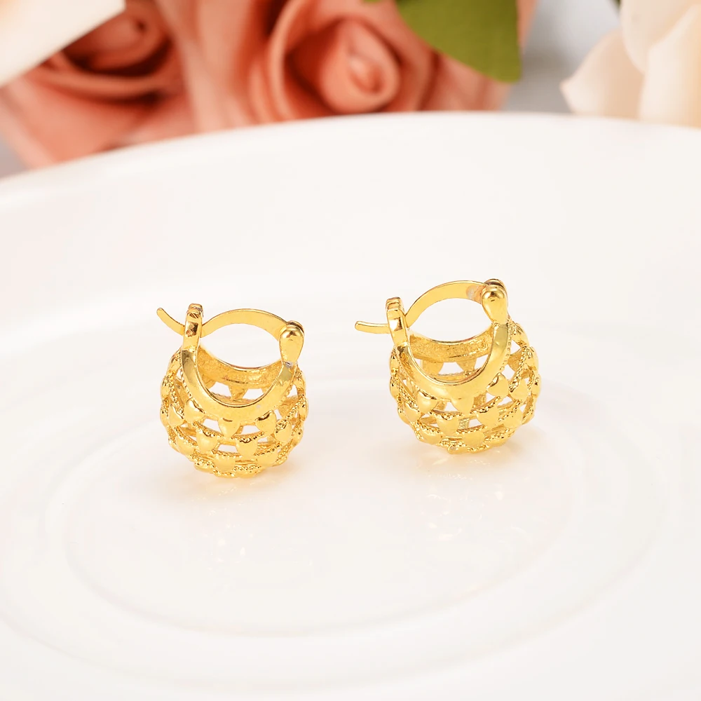 

gold jewelry Sudan Earrings for Women/Girls Gold Color Arab Jewellery African hoop Earring Wedding cute kids charms party Gifts