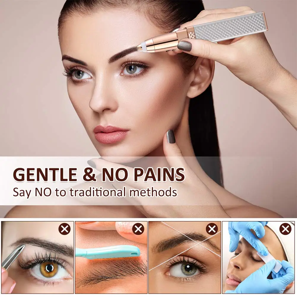 

Eletctic Eyebrow Trimmer Facial Hair Remover 2 in 1 Electric Eyebrow Shaver Lips Styler Portable Painless Epilator Nose Shaver