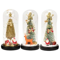 glass dome christmas tree decorations 3d lamp usb night light led craft colorful artificial gift home office table decoration