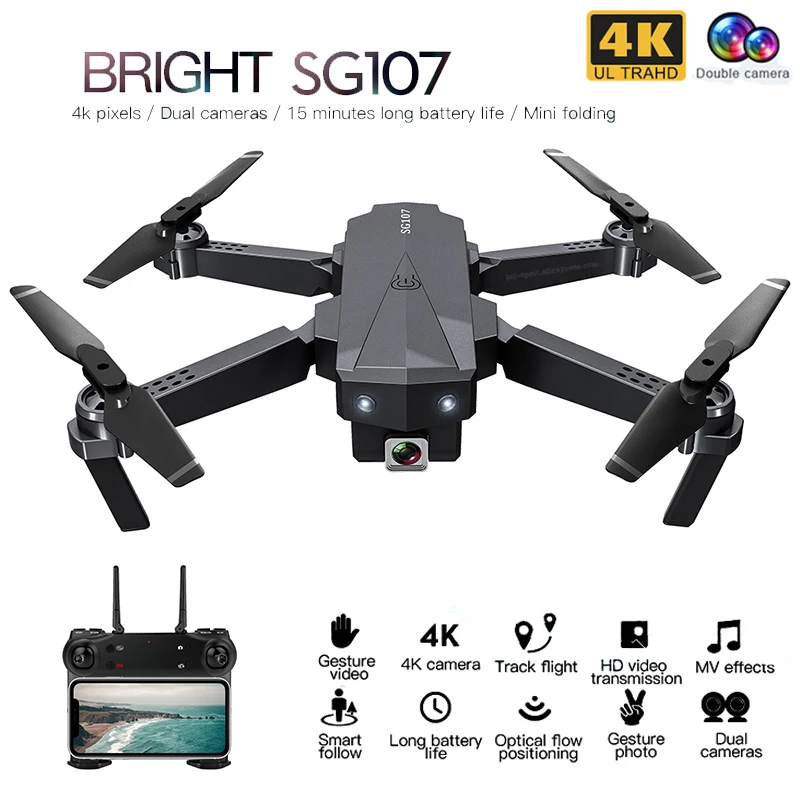 ZLRC SG107 Mini Drone with 4K WIFI 1080P FPV Camera 2.4GHZ Quadcopter Optical Flow Quadrocopter Camera Toys VS E58 E68 SG106