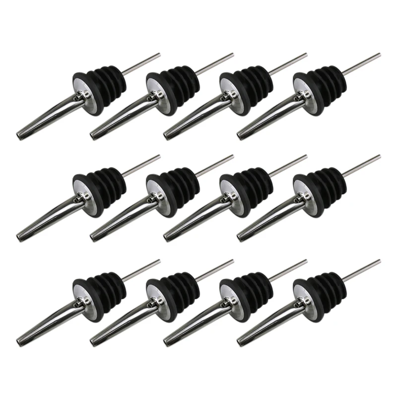 

(Pack Of 12) Stainless Steel Liquor Pourer With Tapered Speed Spout, Liquor Pour Spouts By