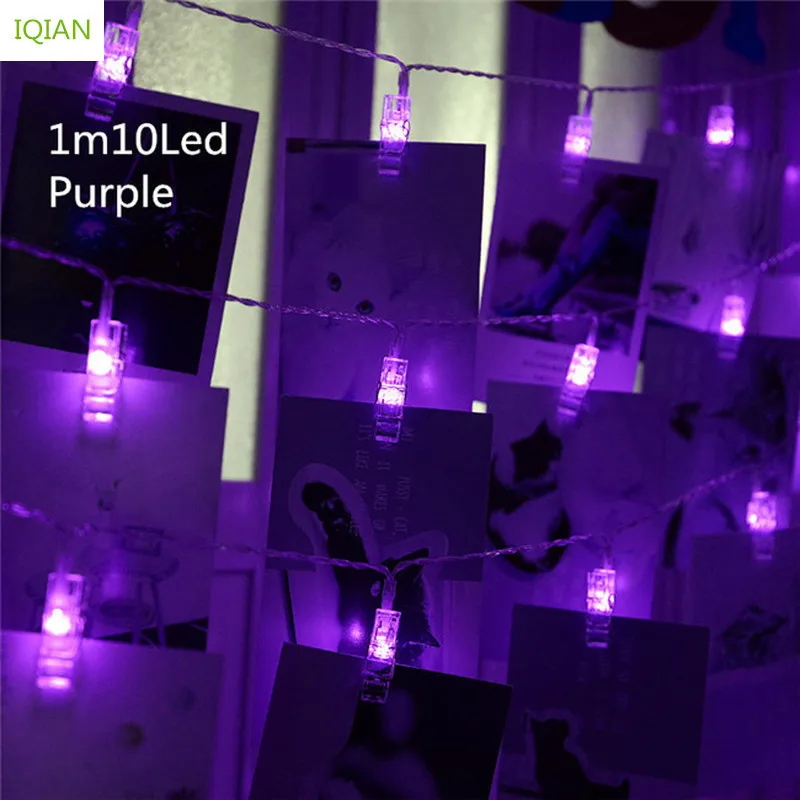 Рождественские украшения IQIAN для дома фото световая гирлянда с зажимом 1 м 10 огней