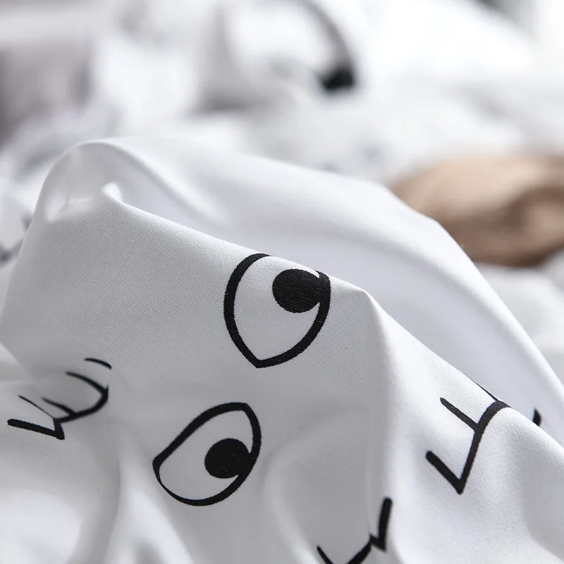 Белый черный глаз простые постельные принадлежности набор пододеяльник