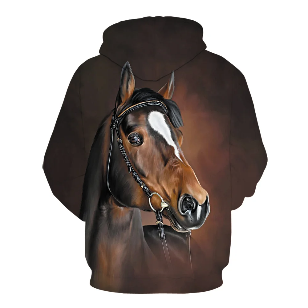 

2021 New Spring and Autumn 3D Printing Horse Pattern Men Casual Fashion Hoodie Hot Sale Men's Animal Hoodies Streetwear Tops