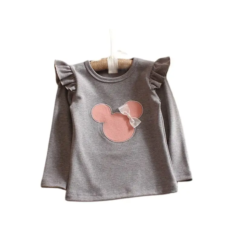 Disney Mickey/рубашка с длинными рукавами для маленьких девочек однотонные топы