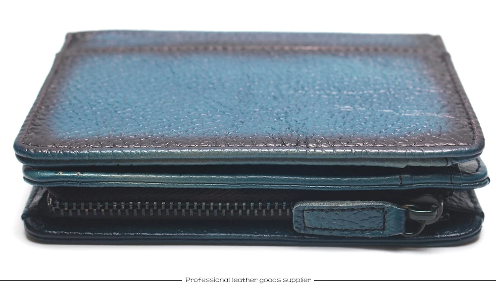 Natural Leather RFID Blocking Men's Top Layer Leather Brushed Wallet Handmade Retro Wallet Pure Leather Leather Coin Purse