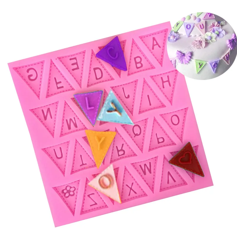 

Silicone DIY Cake Mold Triangular Alphabet Fondant Mold Handmade English Pattern Chocolate Jelly Mould Dessert Making Tools