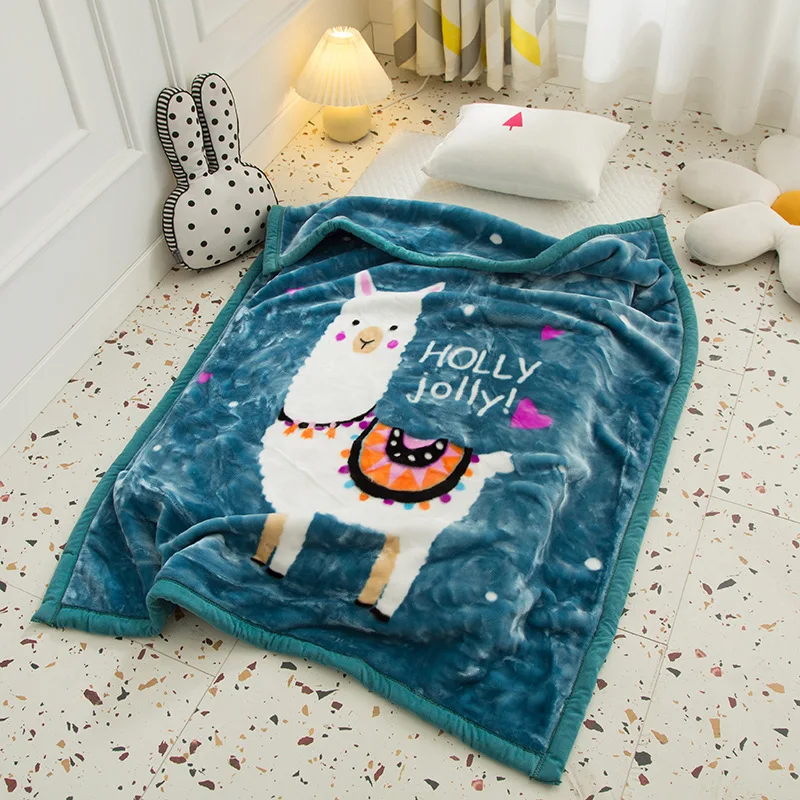 

Cartoon Animal Portable Blankets Double-layer Super Soft Flannel Throw Newborn Baby Kids Sleeping Summer Throw Blanket