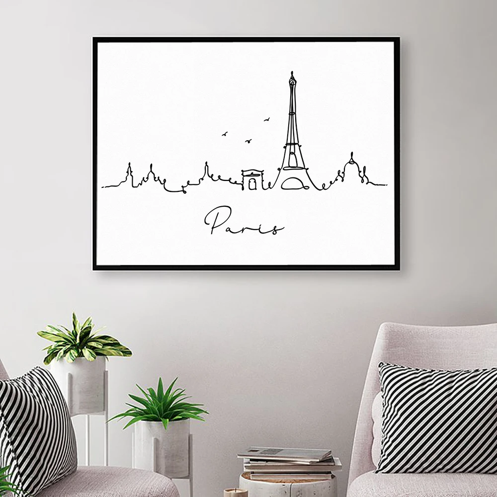 City London New York Paris Line Drawing Poster Nordic Black White Print Canvas Painting Wall Minimalist Art Picture Home Decor |