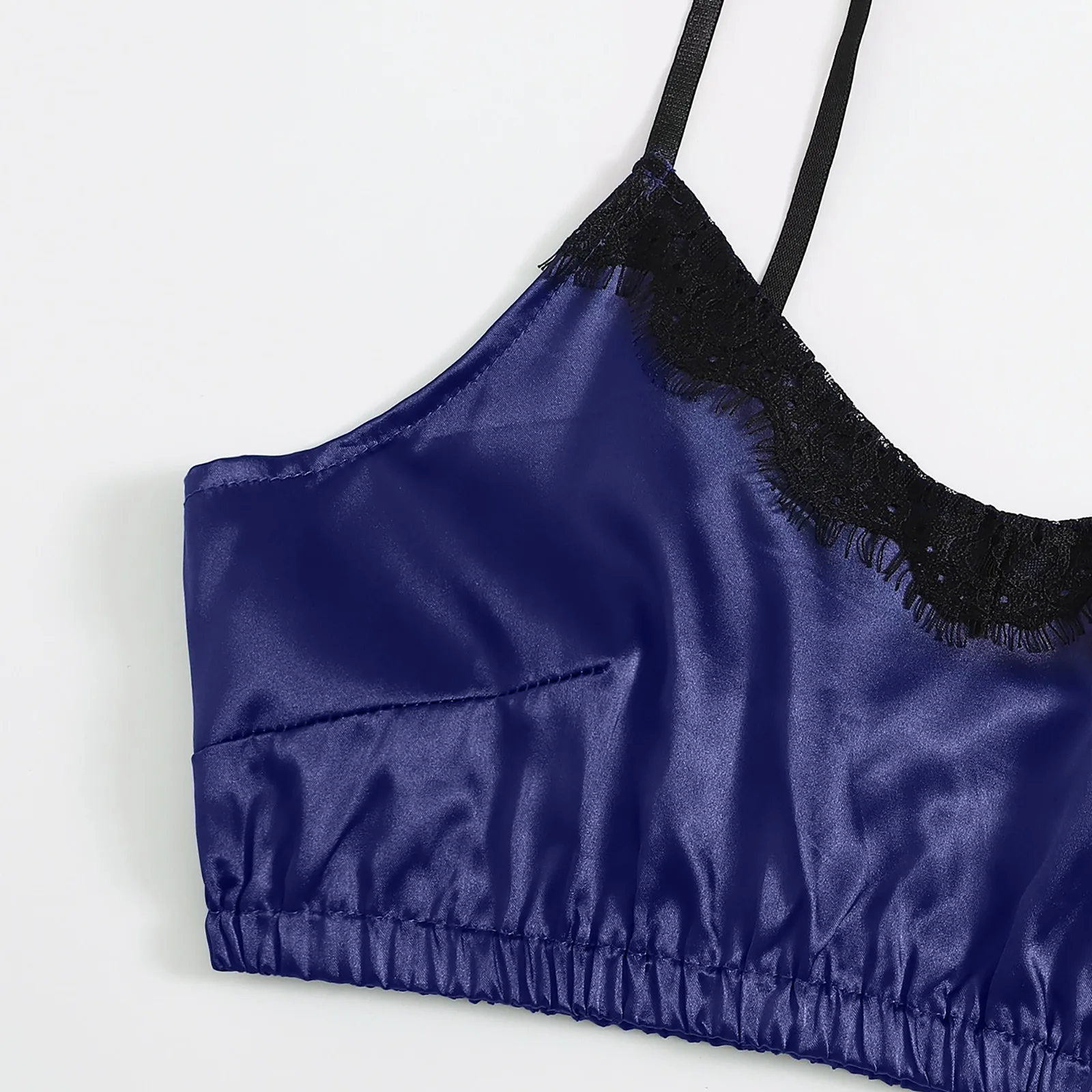 

2021 women sexy sleepwear sleeveless V-Neck Eyelash Lace Sexy Stain Camisole Pajamas Bowknot Shorts Set E1