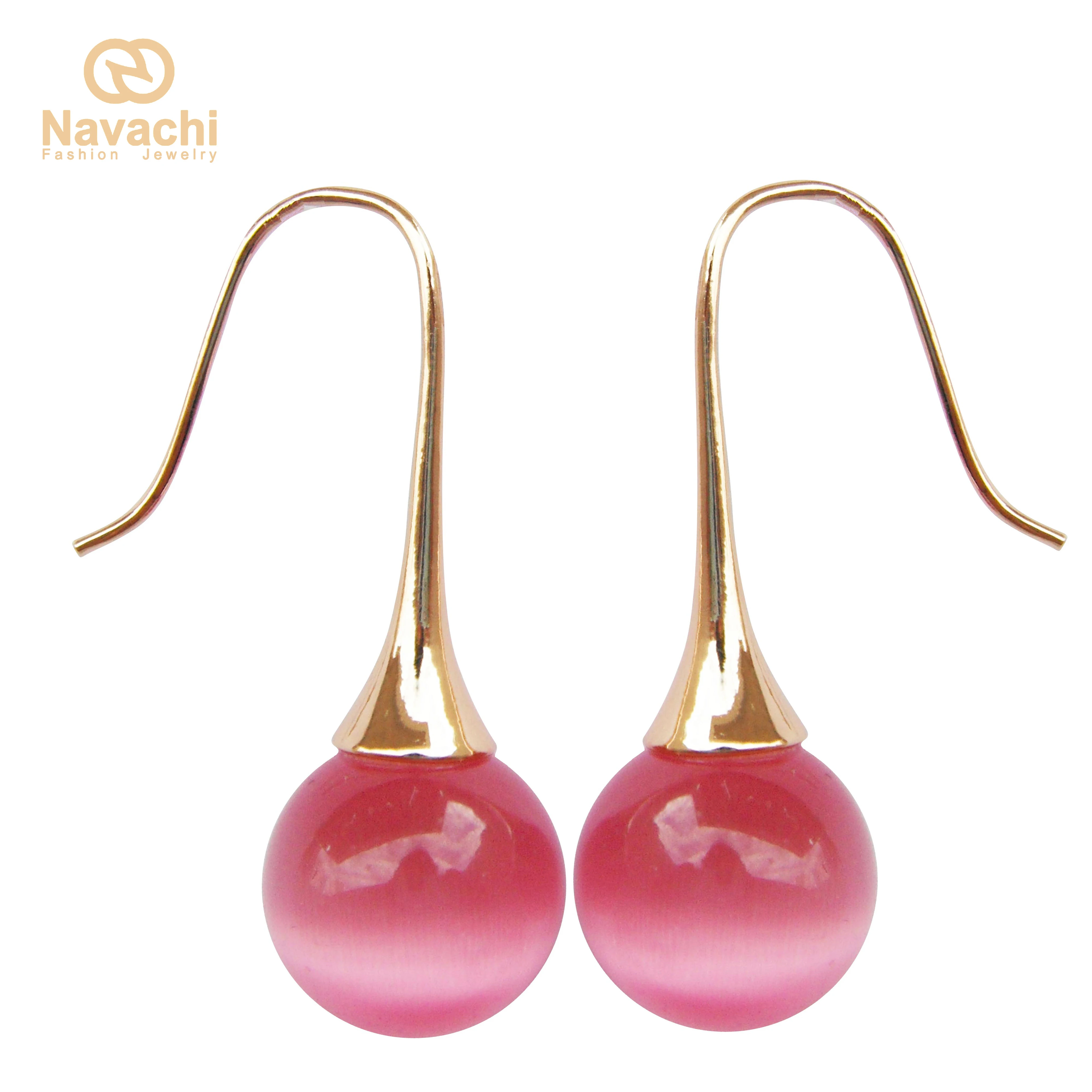 Навачи белый шар опал желтый GP уши крюк серьги SMT1989|hook earrings|earrings earringyellow earrings |