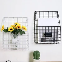 wall mounted grid hanging rack newspaper magazine file iron storage basket office home suppies