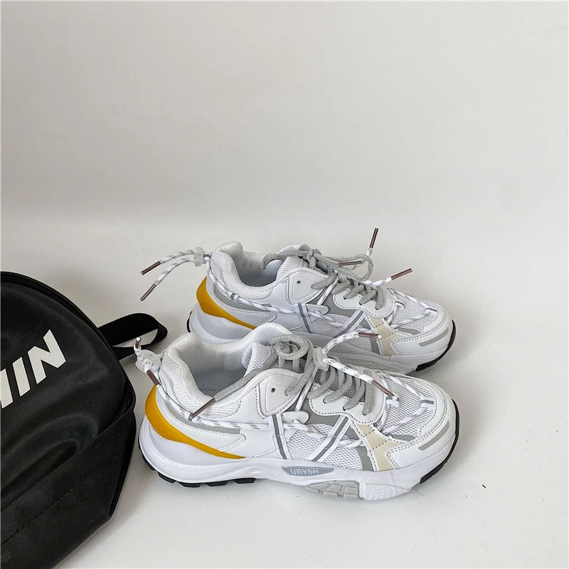 

Women's Sneakers 2021 Ins Trend White Mesh Casual Sport Shoes Comfortable Breathable Outdoor Tennis Flats Platform Dad Shoes