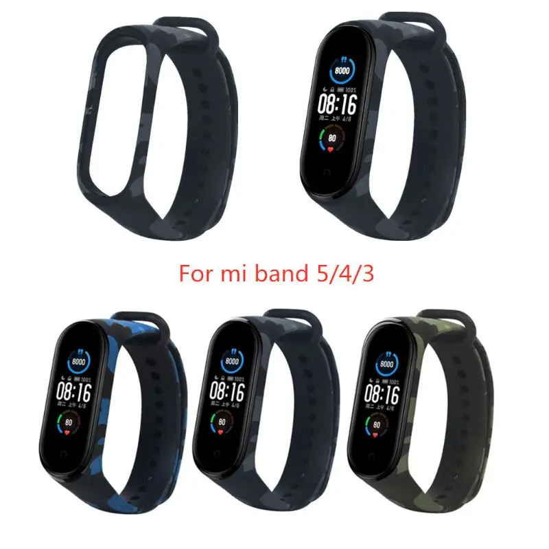 Силиконовый браслет для Xiao mi Band 5 4 ремешок 3 силиконовый Камуфляжный Mi Band4 Band5