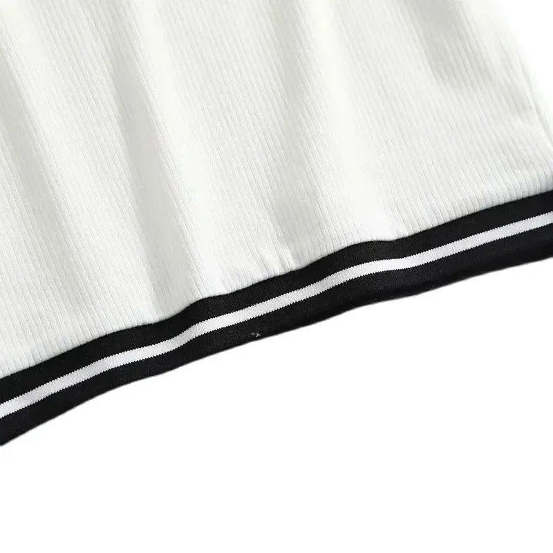 

Short T-shirt summer new women's wear V-neck contrast panel exposed navel short sleeve cotton T-shirt