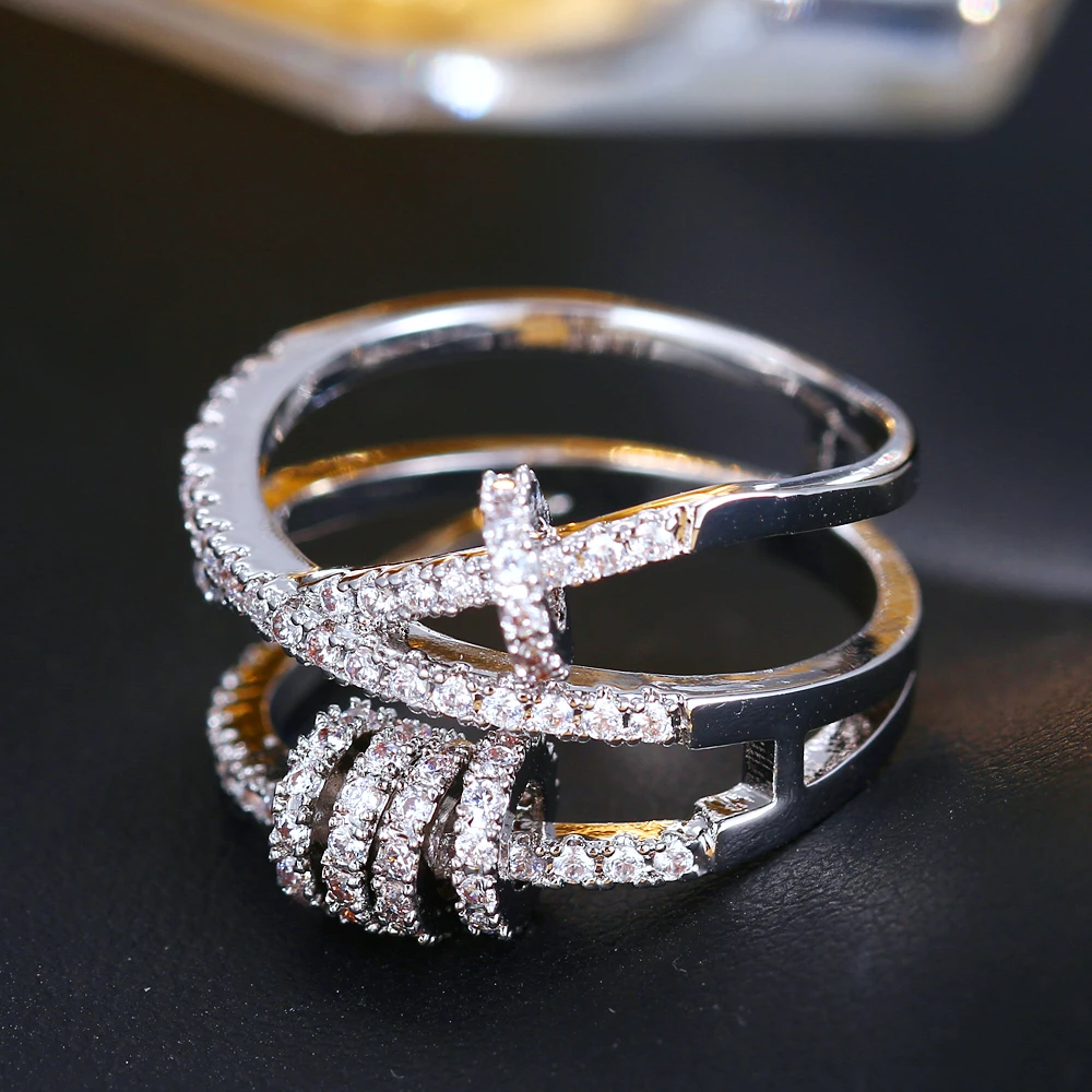 LZX новое популярное свадебное кольцо с 5 кольцами Lucky Circels белое золото