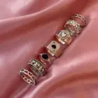 Модный набор колец серебряного цвета для женщин, ювелирные изделия в стиле панк-девушки на костяшках, винтажные простые кольца в форме пики и сердца, модные ювелирные изделия 2021