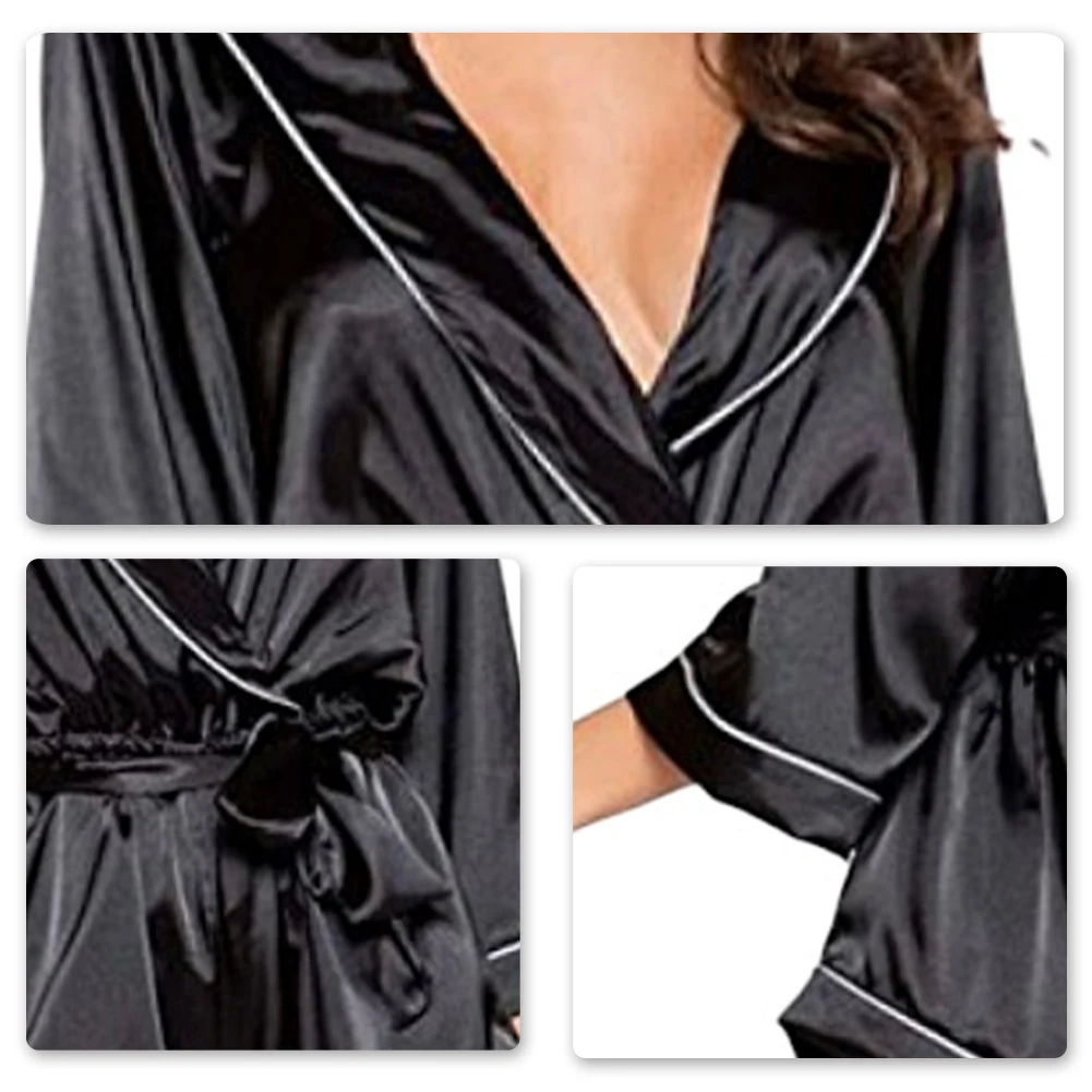 

2021 New Women's Pajamas Soft Cardigan Turn Down Collar Wowen Solid Sexy Ladies Home Clothes Female Comfortable Nightwear