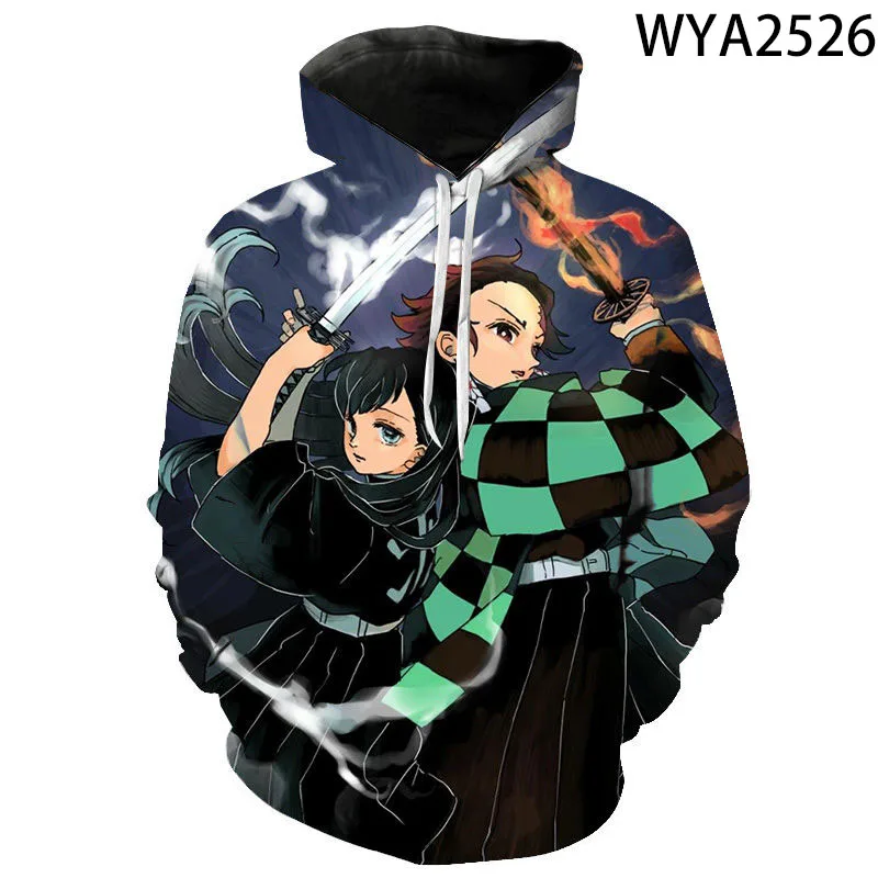

Детская осенне-зимняя Толстовка Kimetsu No Yaiba, уличная одежда, мужские толстовки с 3D-принтом, Повседневная модная забавная верхняя одежда