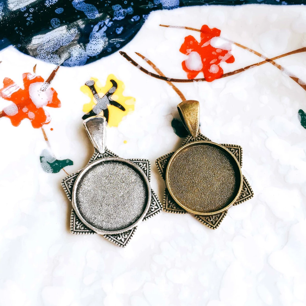 

5 шт./лот 18 мм ожерелье Кулон Установка античная бронза серебряный цвет стекло кабошон пустая основа поставки для ювелирных изделий Поиск T12