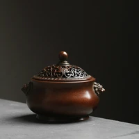 copper stove famous hu qingsong copper lion button incense burner plate fragrant tower incense sandalwood and incense burner