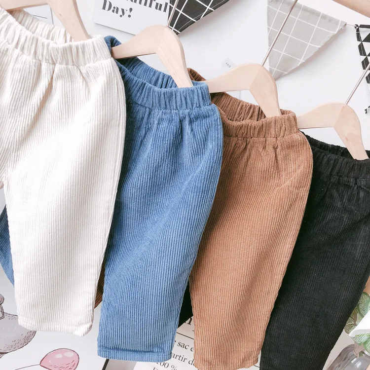 

New design hot sale corduroy long pants fall winter boys girl children pants