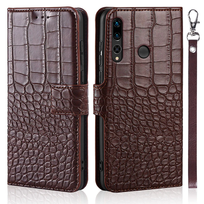 

Flip Phone Case For Huawei Honor 10i HRY-LX1T Cover Original Crocodile Texture Leather Book Design Luxury Coque Wallet Capa