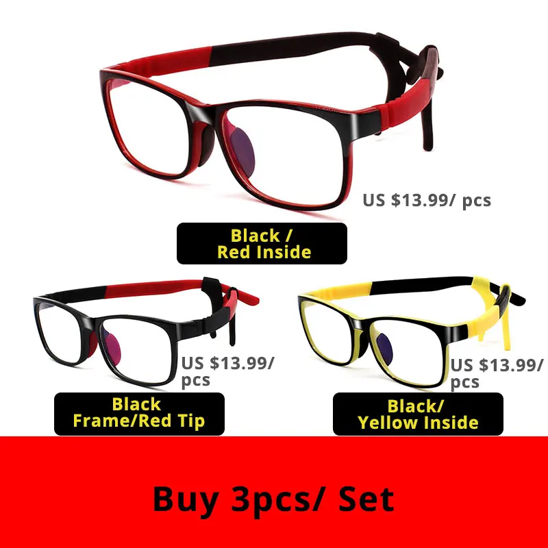 3RedBlackYellow VANLOOK, прозрачные детские компьютерные очки для детей, анти-голубые очки, оправа для очков, Oculos De Grau, модные силиконовые очки - Цвет оправы: 3RedBlackYellow