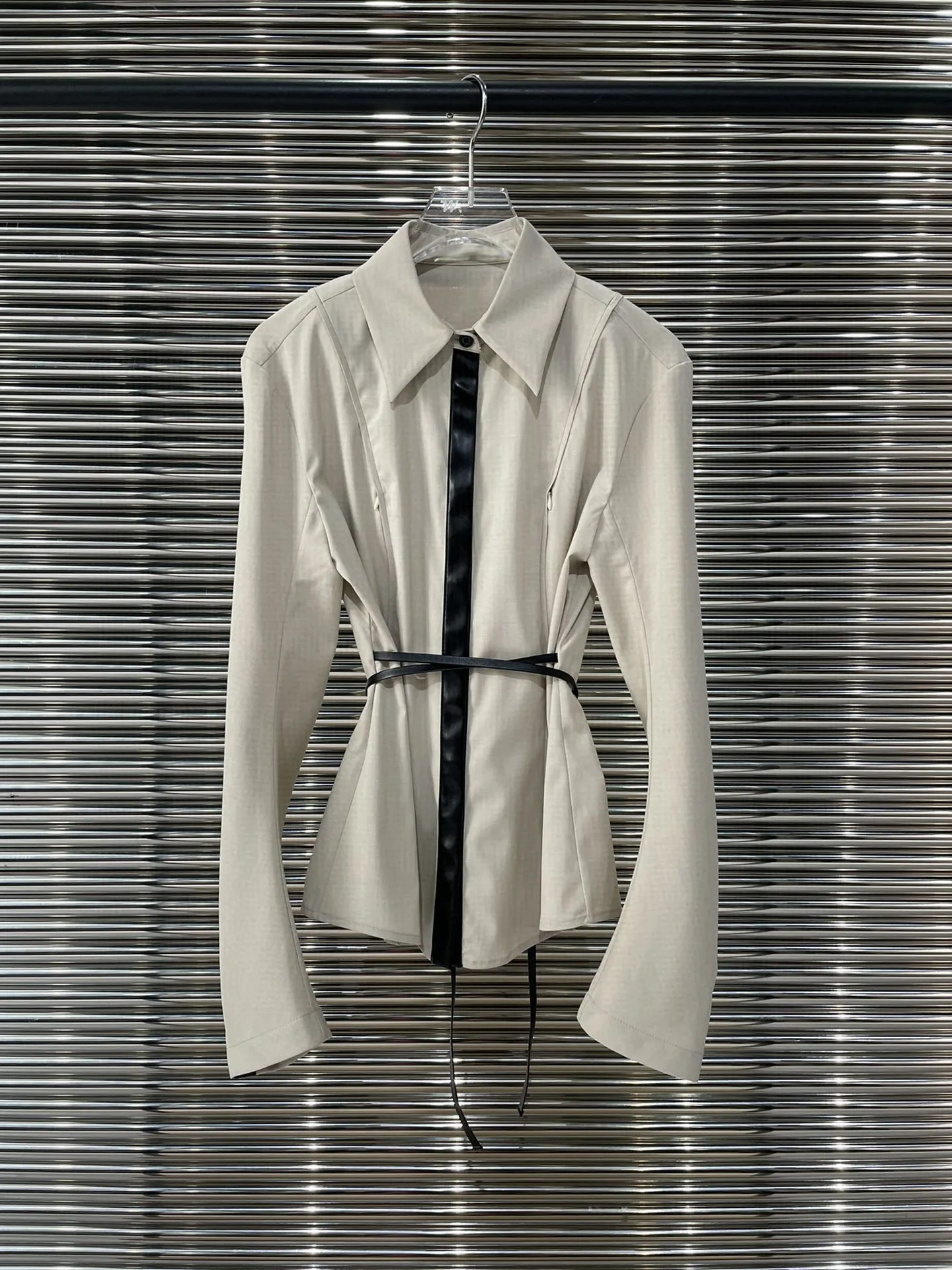 

Женская Офисная туника с поясом, однобортная блузка составного кроя с открытыми плечами, 2021