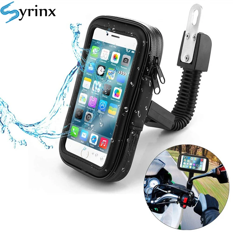 

Motorcycle Rear View Mirror Mount Holder Stand Waterproof Case Telephone Bike Holder Phone Bag for iphone 12 Moto Bicycle Cover