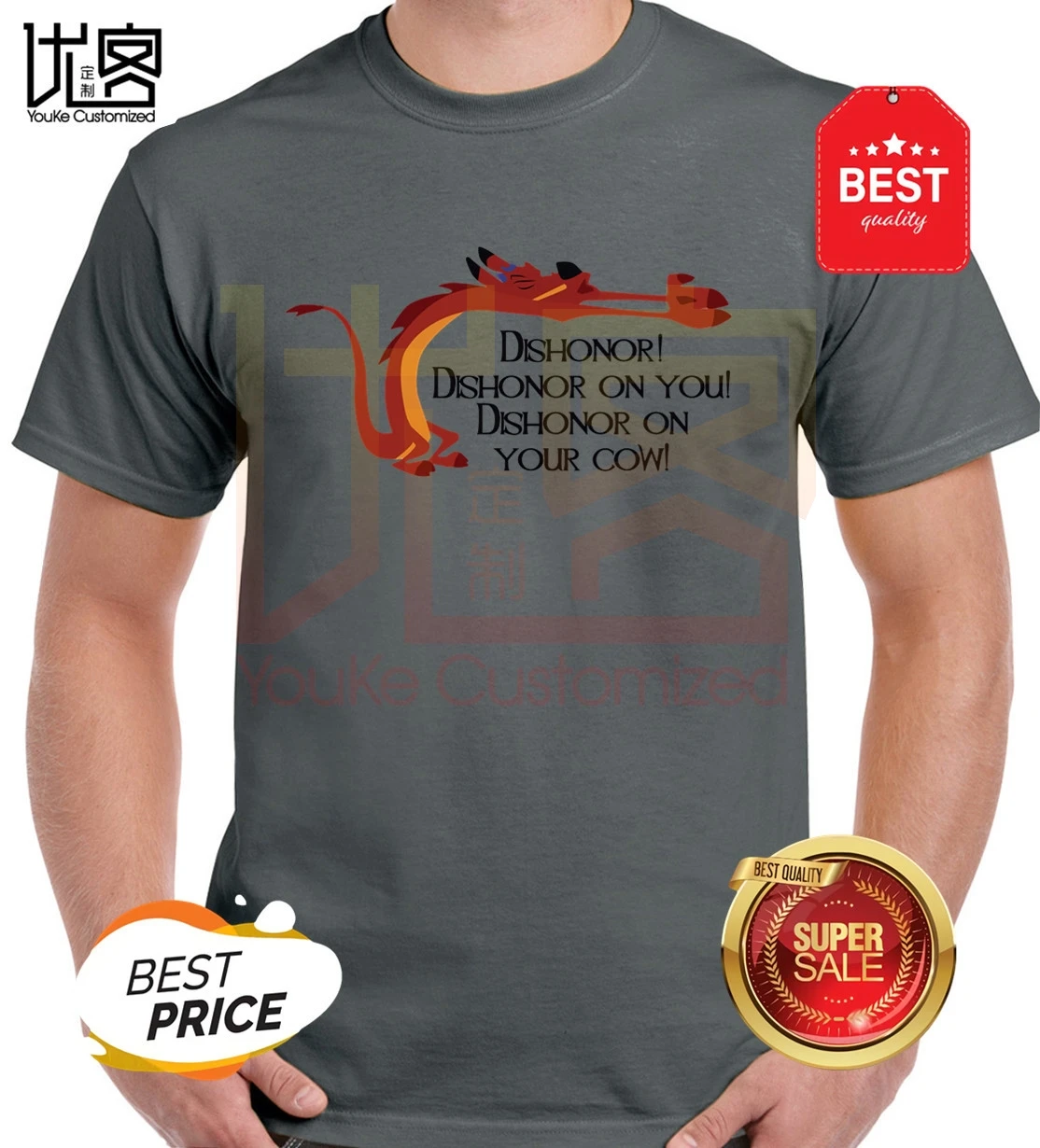 Dishonor! T-Shirt Mulan men's women's 100% cotton short sleeves tops tee printed Crewneck casual t-shirt | Мужская одежда