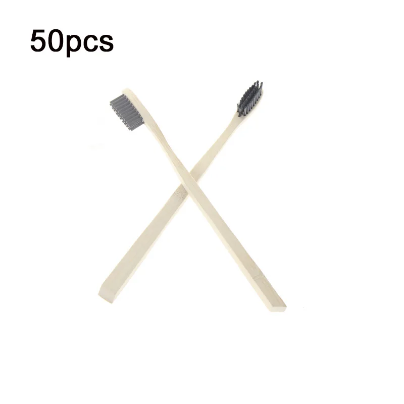 50Pcs/Set Custom Logo Black Bristle Environmentally Eco Friendly Travel Home Hotel Manual Adult Tooth Brush Bamboo Toothbrush