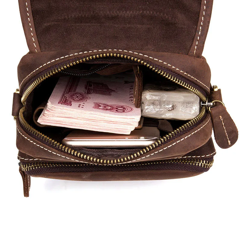 Мужская поясная сумка из натуральной кожи Fanny повседневная на ремешке для