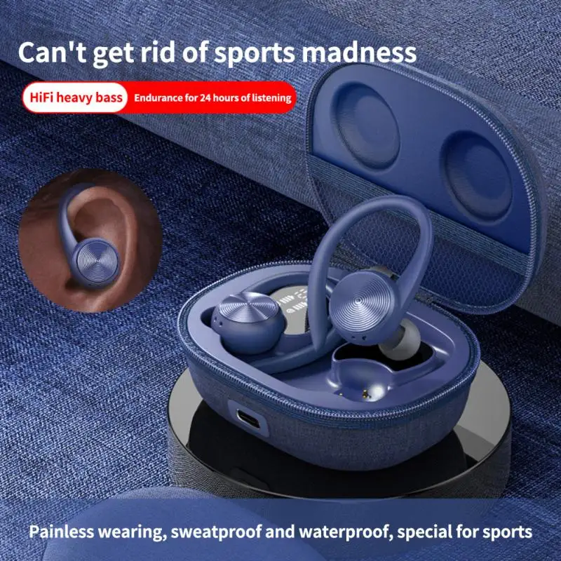 

New R200/J92 TWS Bluetooth-Compatible Headset 5.0 Sports Hanging Ear Type LED Digital Display HiFi Stereo Wireless Headset