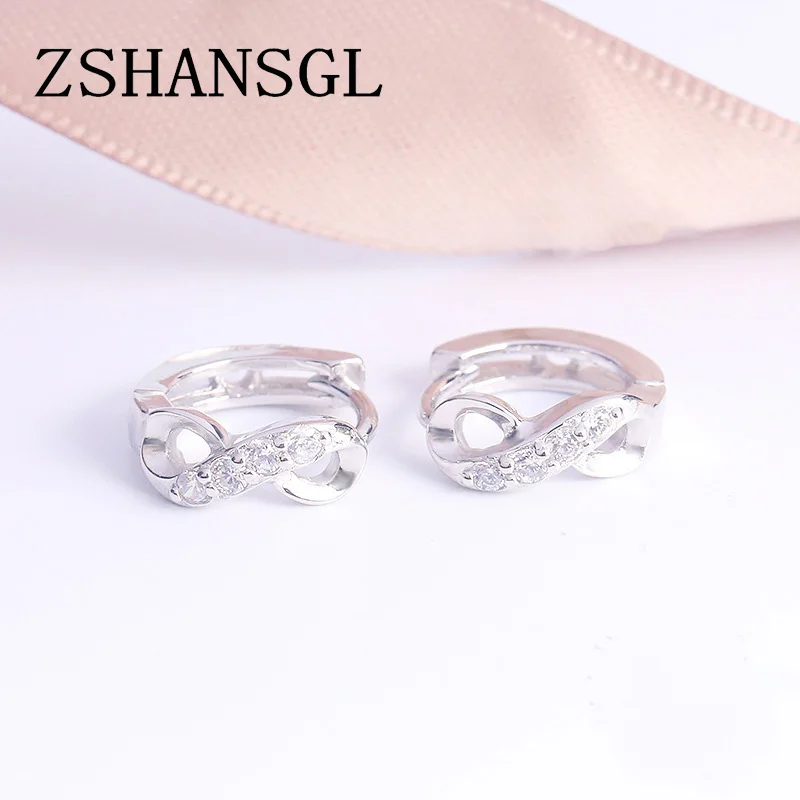 

Delicate 100% Silver color/Gold Sparkling Bow Stud Earrings With Infinity Clear CZ Women Party Luxury Jewelry Brincos