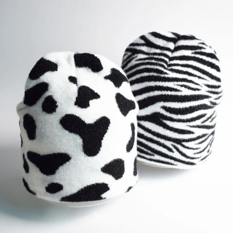 

New cute cow Zebra pattern Beanie Knitted Warm Soft Trendy Winter Hats Simple Korean Style Women Casual Caps Elegant Beanie