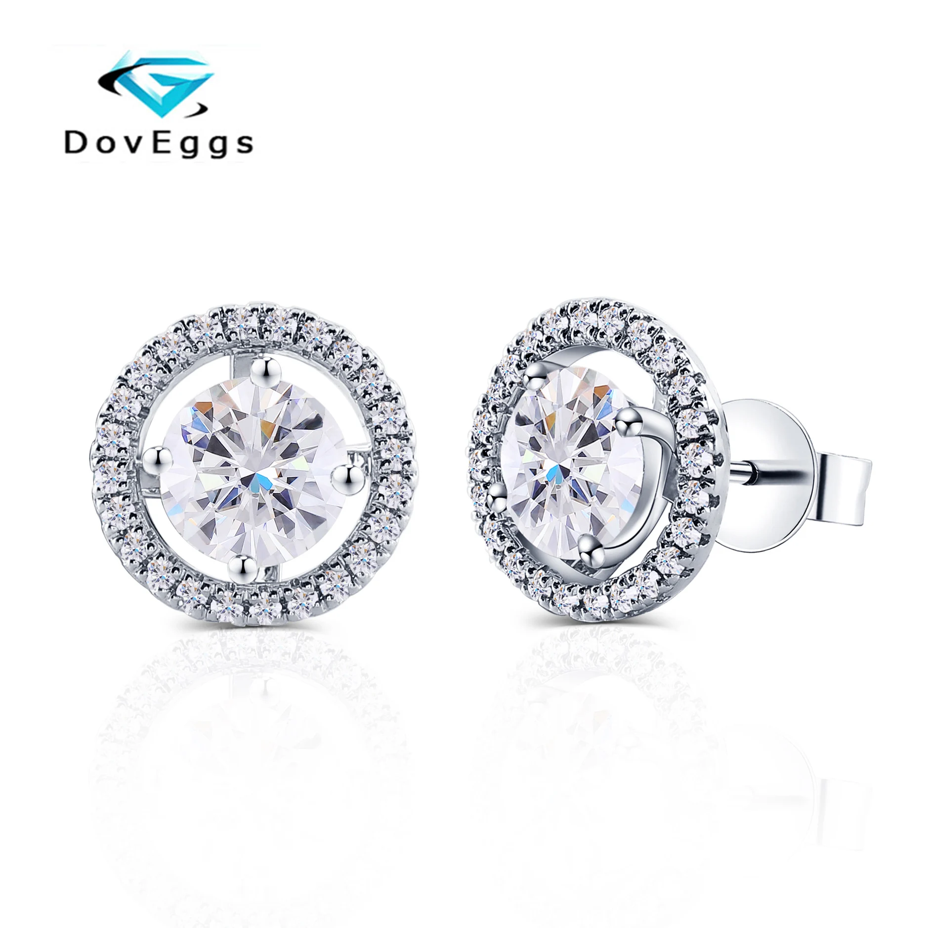 Серьги DovEggs 10K из белого золота 6 5 CTW 925 мм цвет GH серьги гвоздики с муассанитом