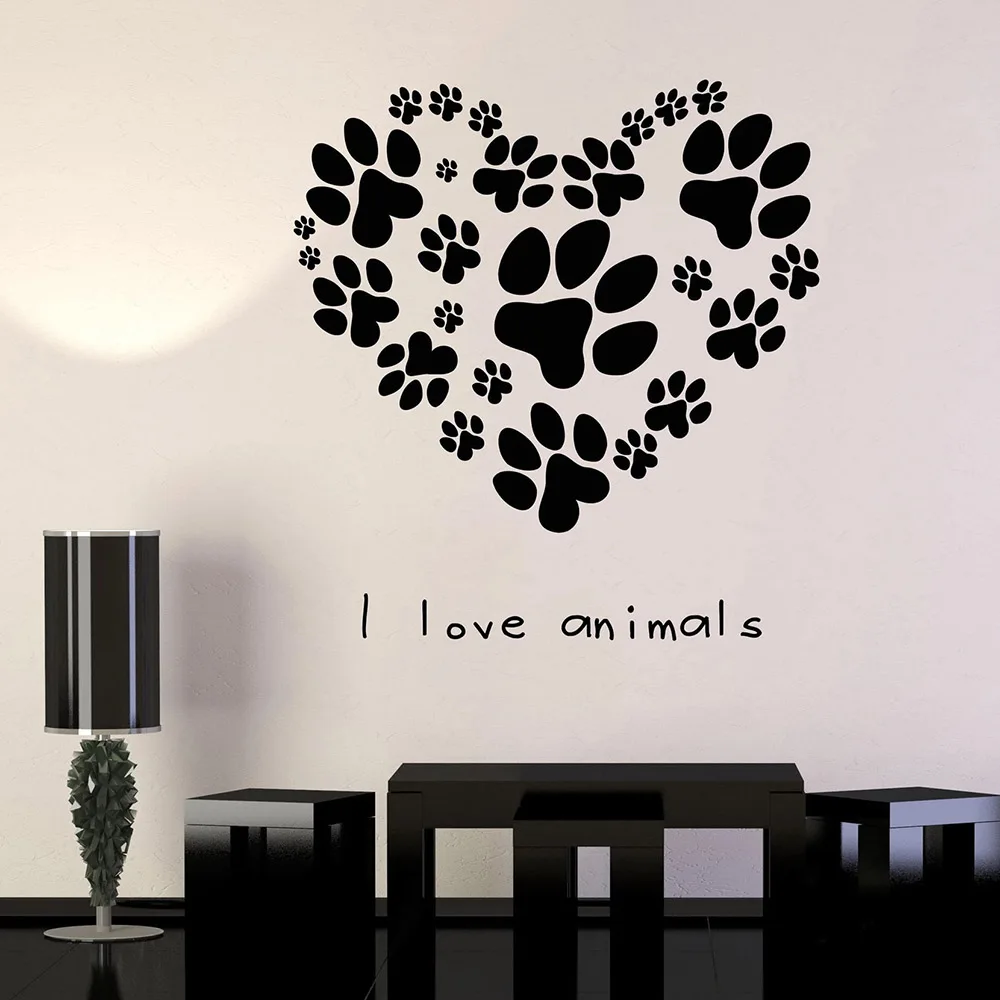 

Dog Paw Print Cat Wall Sticker Vinyl Decal Living Room Veterinary Clinic Animal Love Decor Pets Shop Art Mural