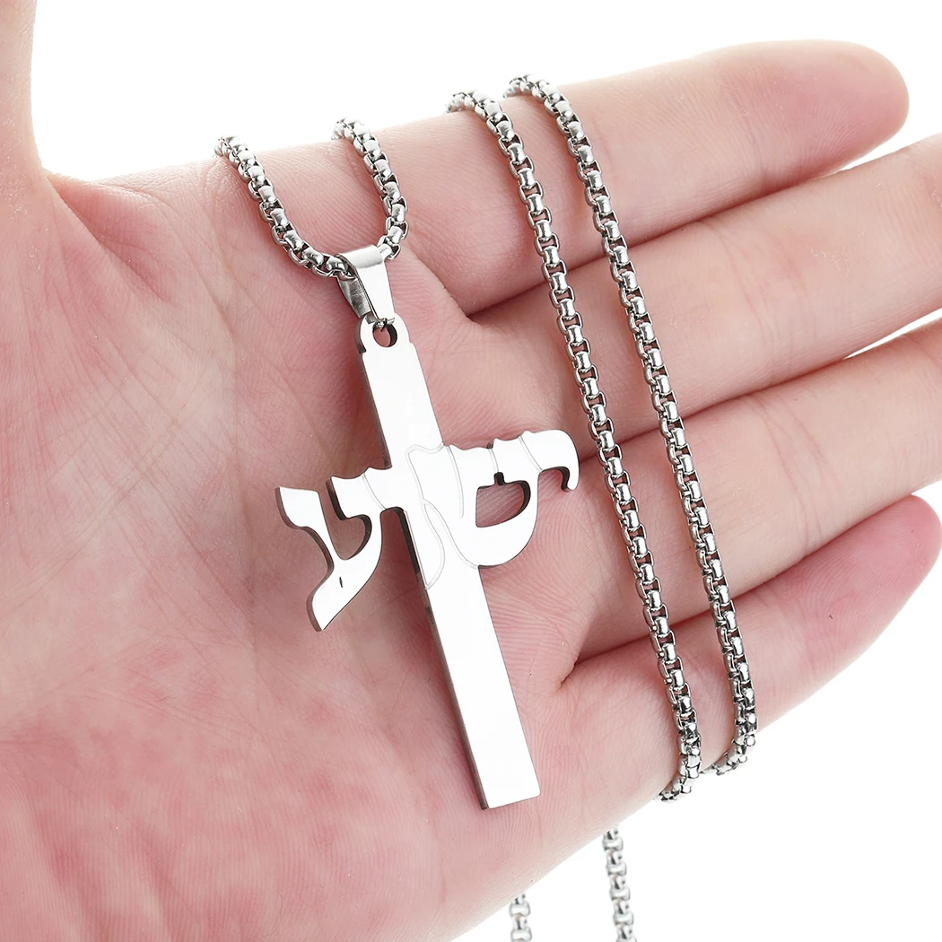 

2022Now necklace Religious Jesus Cross Necklace Men Fashion Stainless Steel Cross Pendent with Chain for Amulet Jewelry Gifts