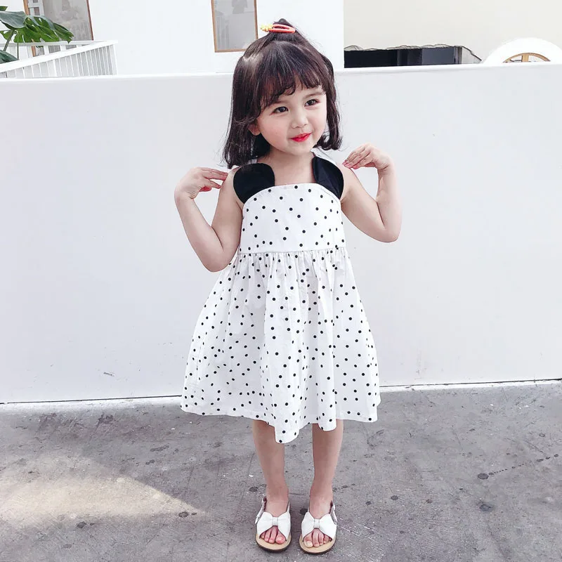 

Girls summer dress polka dot strap skirt 2020 female treasure foreign sleeveless dress children's fashionable A-line skirt
