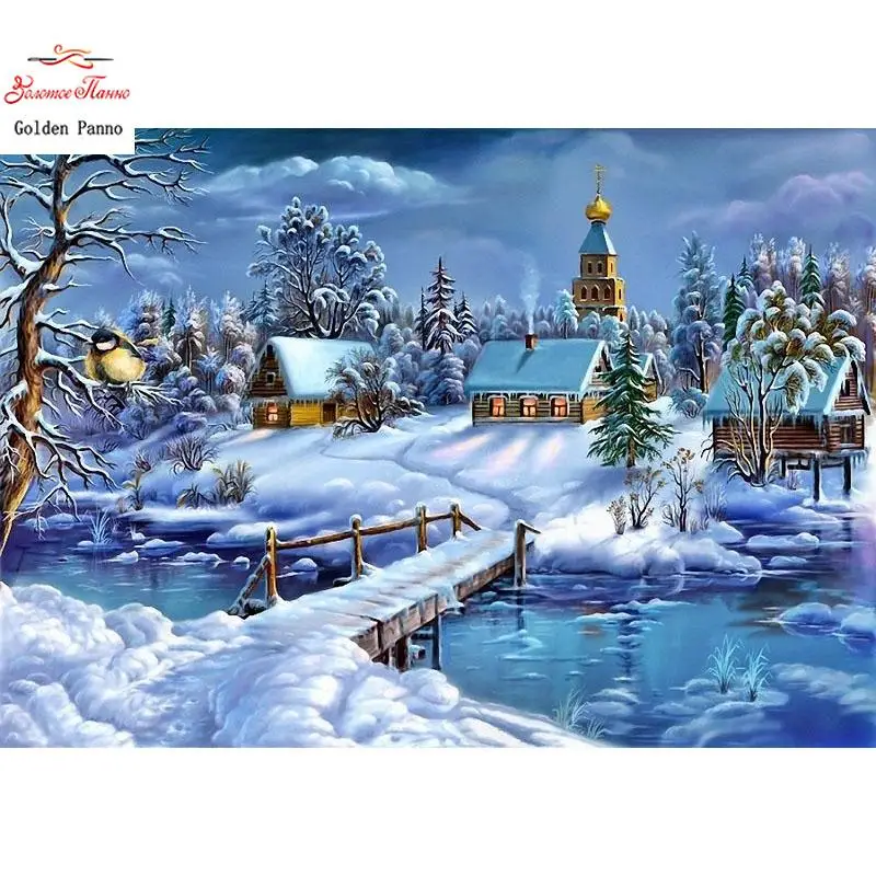 Full Square Diamond Painting Winter Snow Diamond Embroidery Cross Stitch Rhinestone Mosaic Decoration