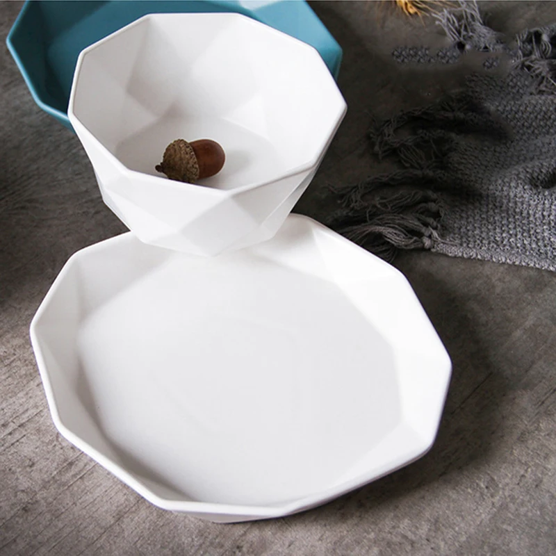 Геометрические керамические тарелки наборы шестиугольных блюд и тарелок