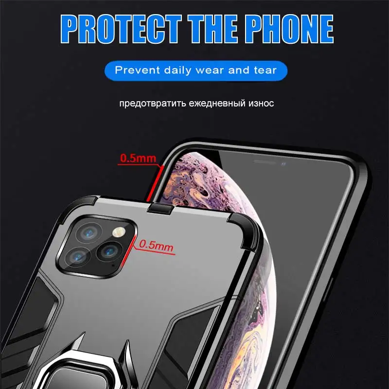 Роскошный защитный чехол Magentic со стоячим кольцом для IPhone 11 Pro X XR XS Max