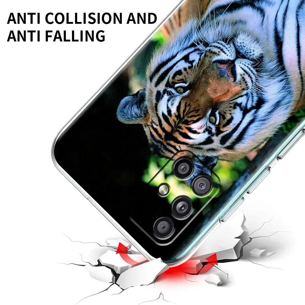 Lion Tiger Animal Transparent Phone Case For Samsung Galaxy A51 A32 A22 A52 A71 A72 5G A21s A12 A02s A11 A31 A41 A13 Cover Coque
